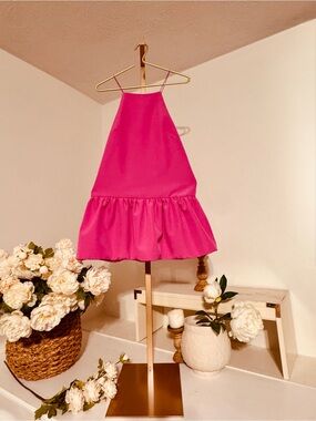 Finders Keepers Hot Pink Halter Ruffle Mini Dress